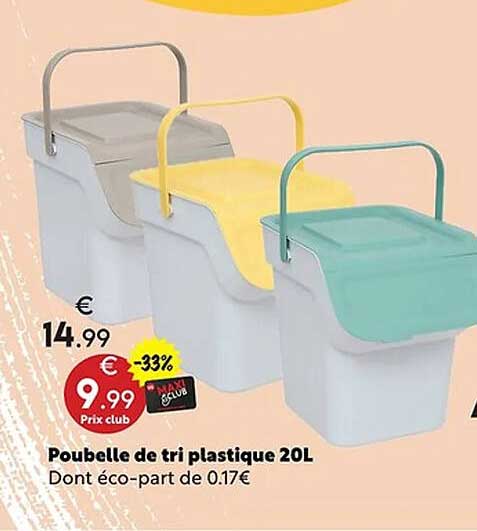 Poubelle de tri plastique 20L