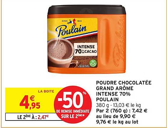 POUDRE CHOCOLATÉE GRAND ARÔME INTENSE 70% POULAIN