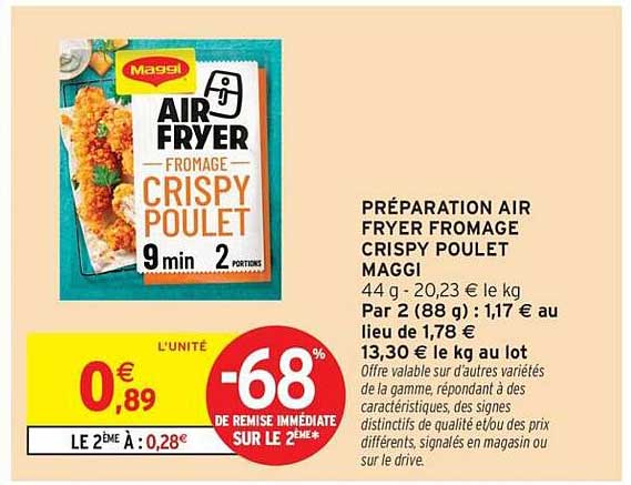 PRÉPARATION AIR FRYER FROMAGE CRISPY POULET MAGGI