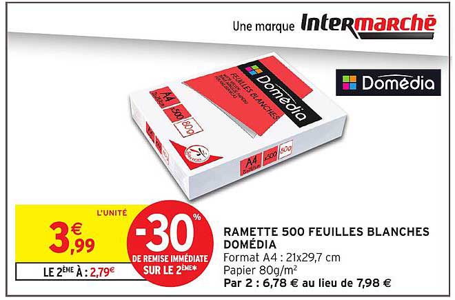 RAMETTE 500 FEUILLES BLANCHES DOMÉDIA
