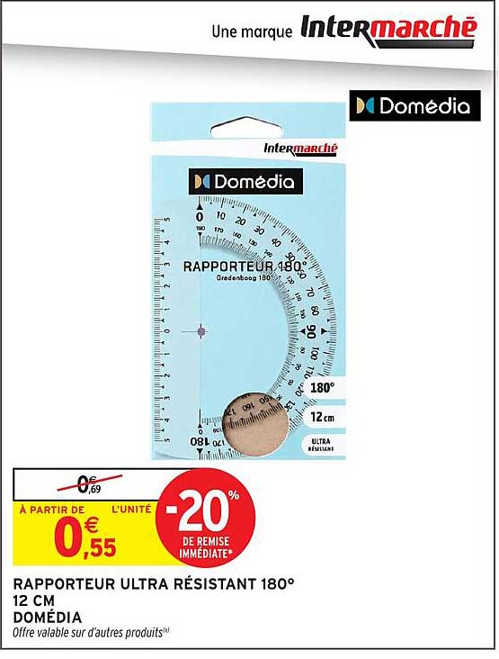 RAPPORTEUR ULTRA RÉSISTANT 180° 12 CM DOMÉDIA