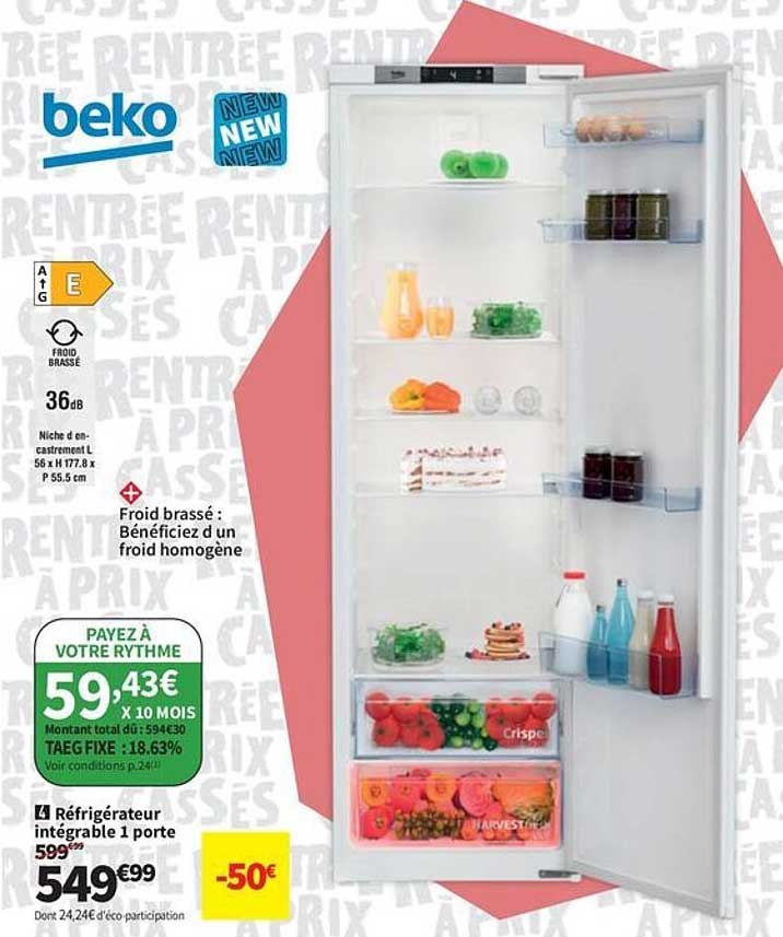 Réfrigérateur intégrable 1 porte