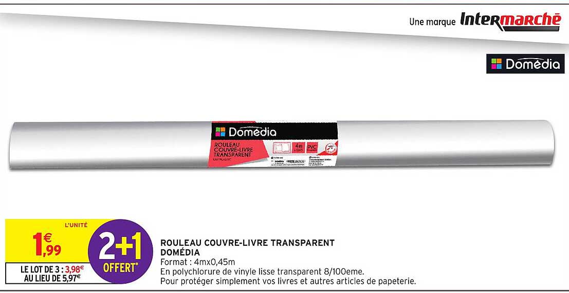 ROULEAU COUVRE-LIVRE TRANSPARENT DOMÉDIA