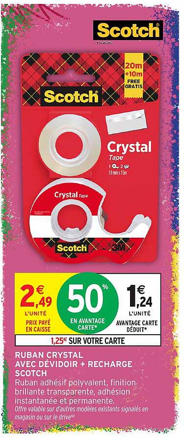 RUBAN CRYSTAL AVEC DÉVIDOIR + RECHARGE SCOTCH