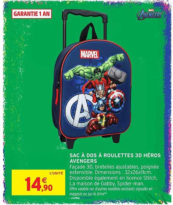 SAC À DOS À ROULETTES 3D HÉROS AVENGERS