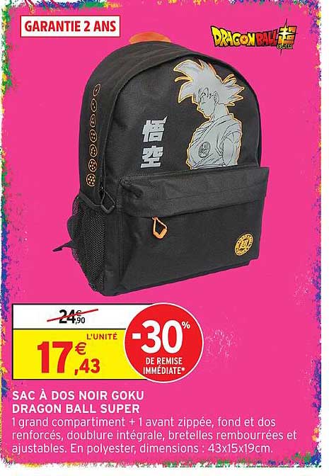 SAC À DOS NOIR GOKU DRAGON BALL SUPER