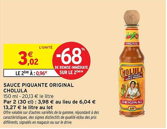 SAUCE PIQUANTE ORIGINAL CHOLULA