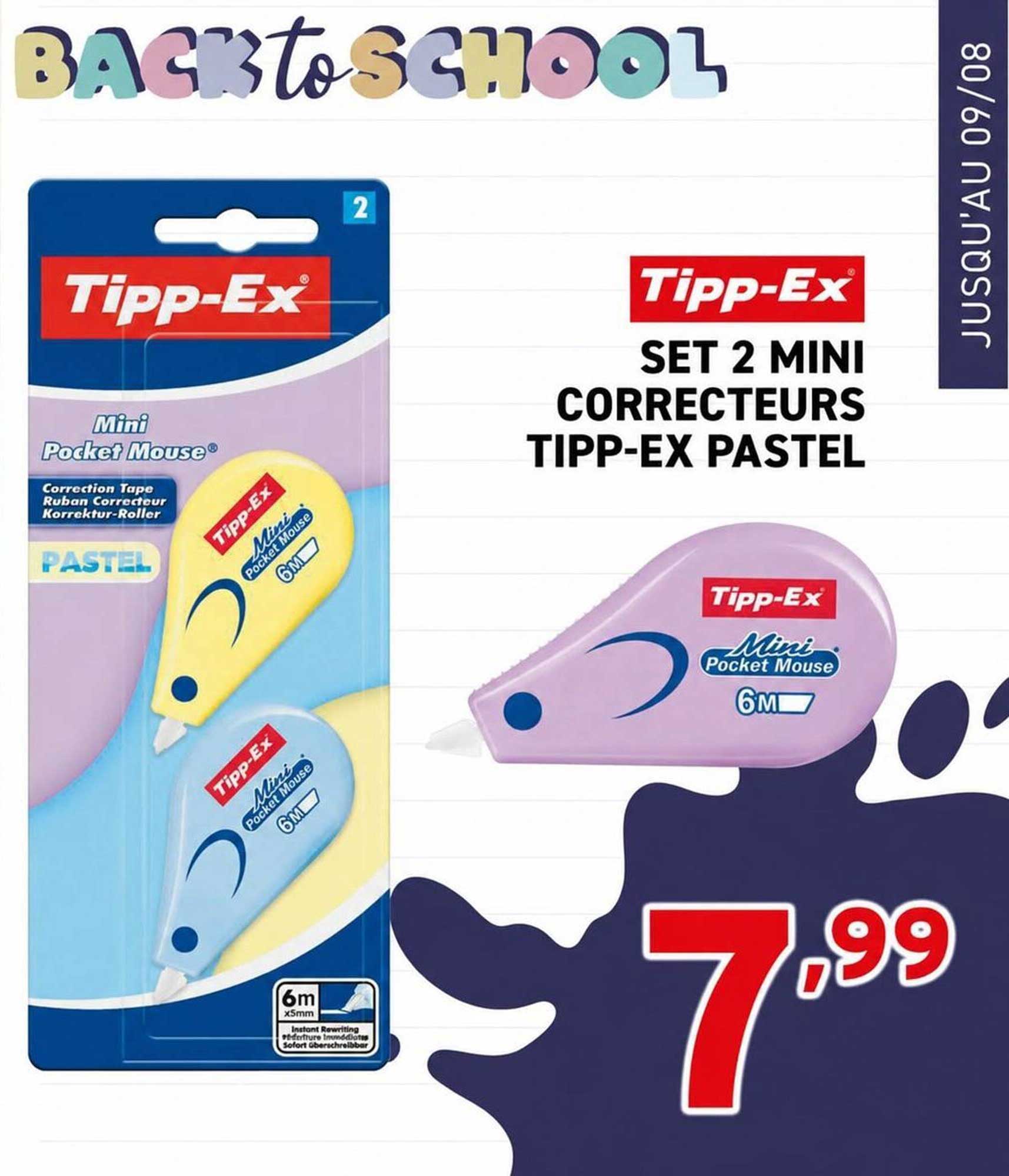 SET 2 MINI CORRECTEURS TIPP-EX PASTEL