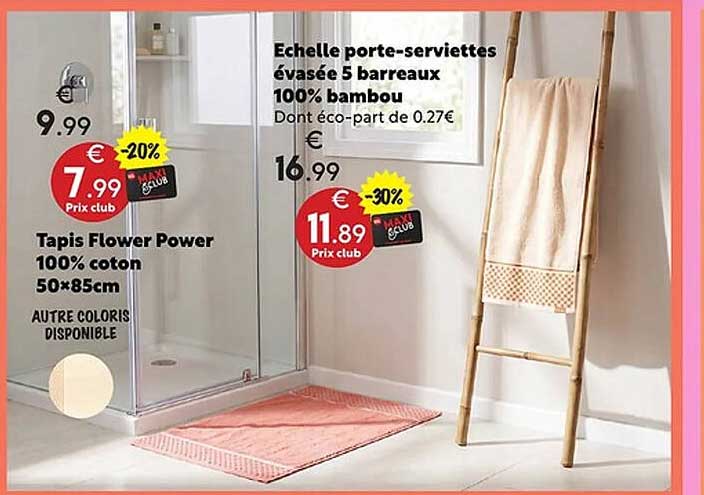 Tapis Flower Power 100% coton 50*85cm AUTRE COLORIS DISPONIBLE