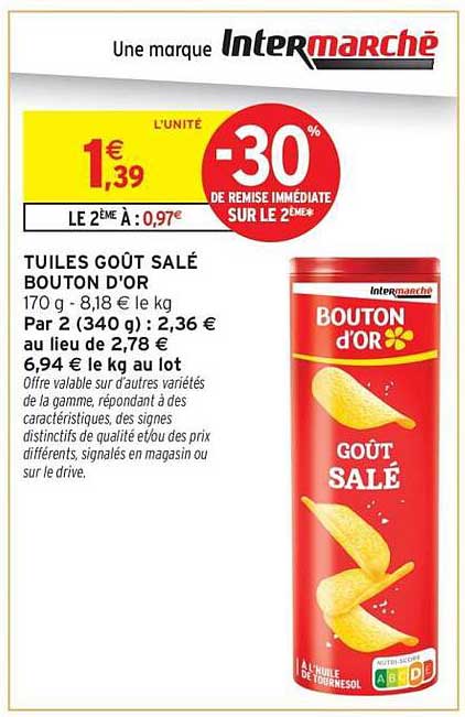 TUILES GOÛT SALÉ BOUTON D'OR