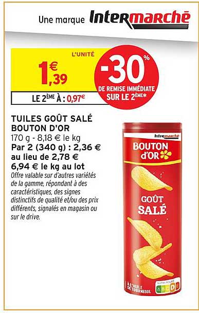 TUILES GOÛT SALÉ BOUTON D'OR