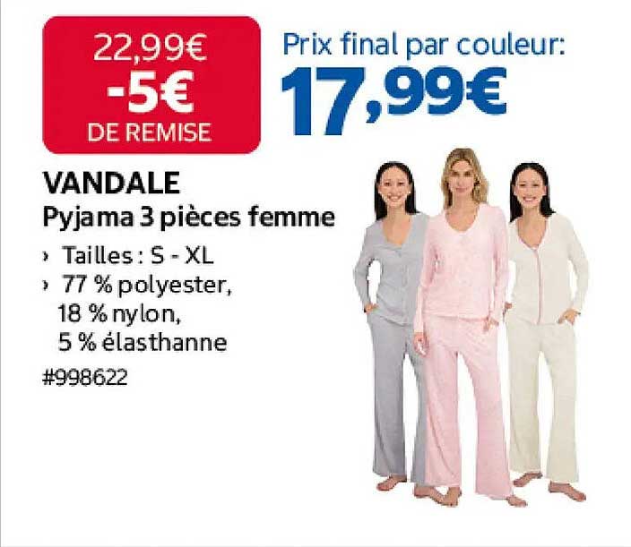 VANDALE Pyjama 3 pièces femme