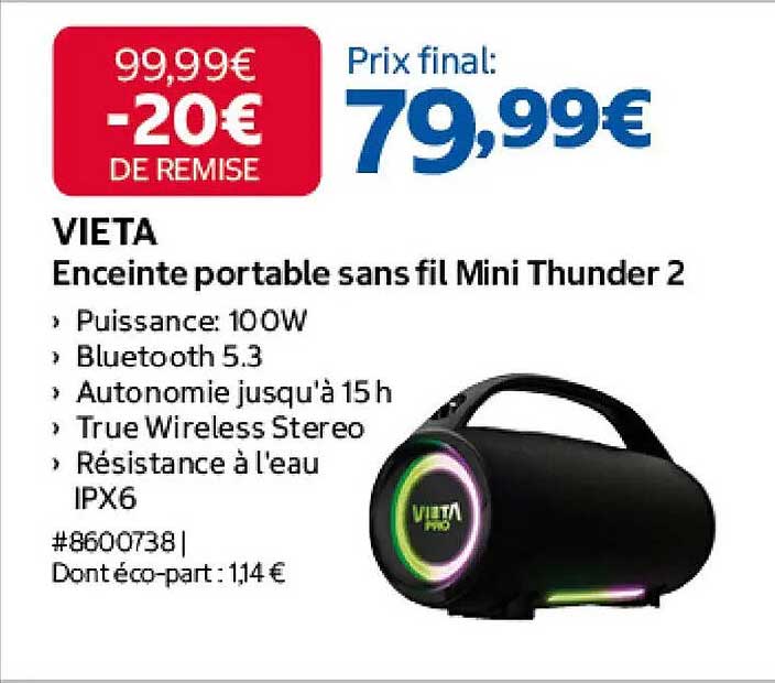 VIETA Enceinte portable sans fil Mini Thunder 2