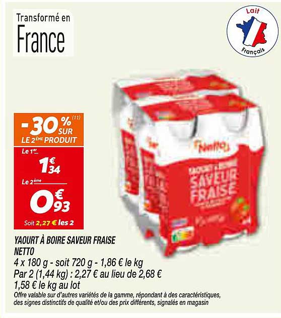 YAOURT A BOIRE SAVEUR FRAISE NETTO