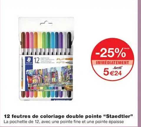 12 feutres de coloriage double pointe "Staedtler"