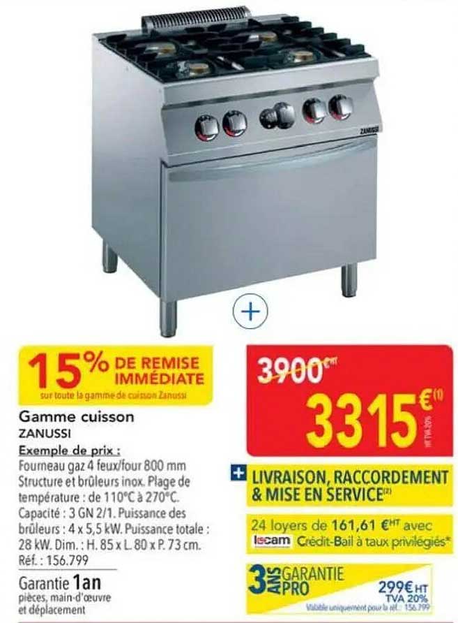 15% DE REMISE IMMEDIATE sur toute la gamme de cuisson Zanussi