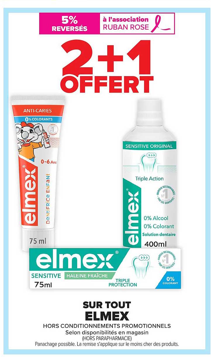 2 + 1 offert sur tout elmex