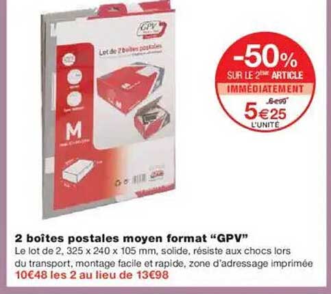 2 boîtes postales moyen format "GPV"
