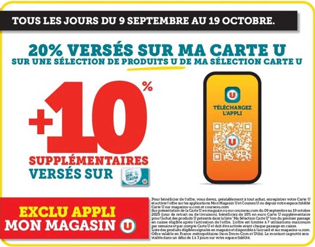 20% Versés sur ma Carte U