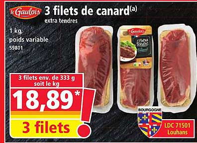 3 filets de canard(a) extra tendres