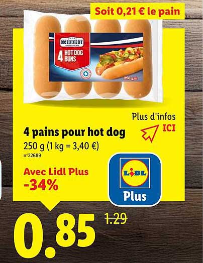 4 pains pour hot dog