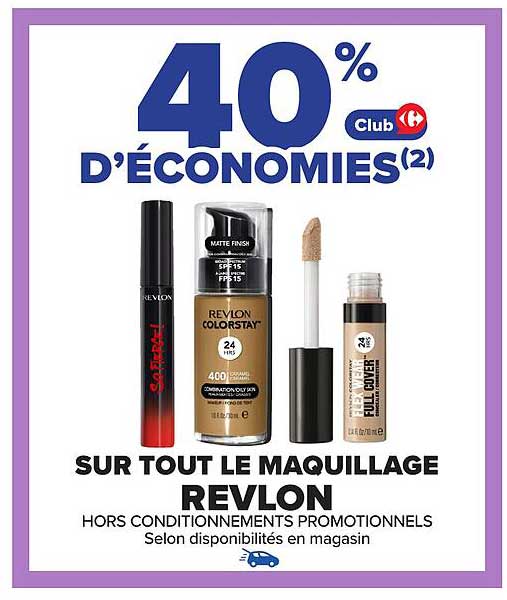 40 % d’économies sur tout le maquillage Revlon