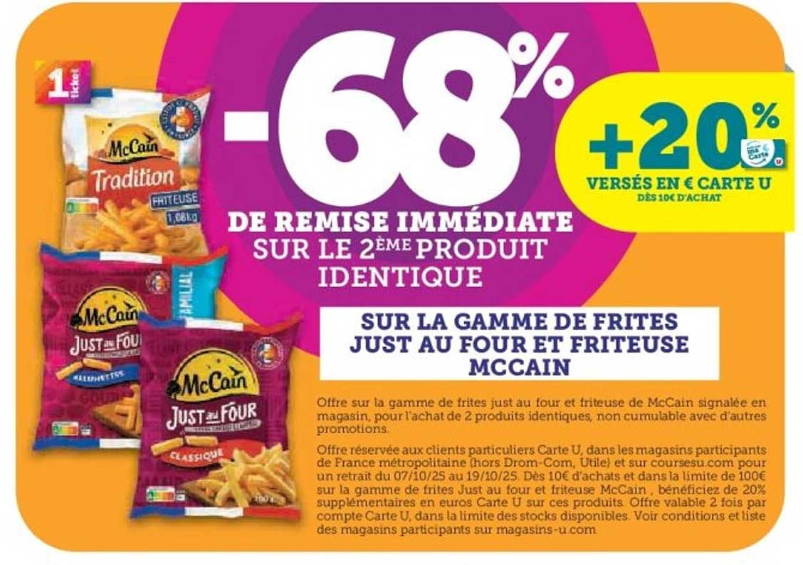 -68% de remise immédiate sur le 2ème produit identique