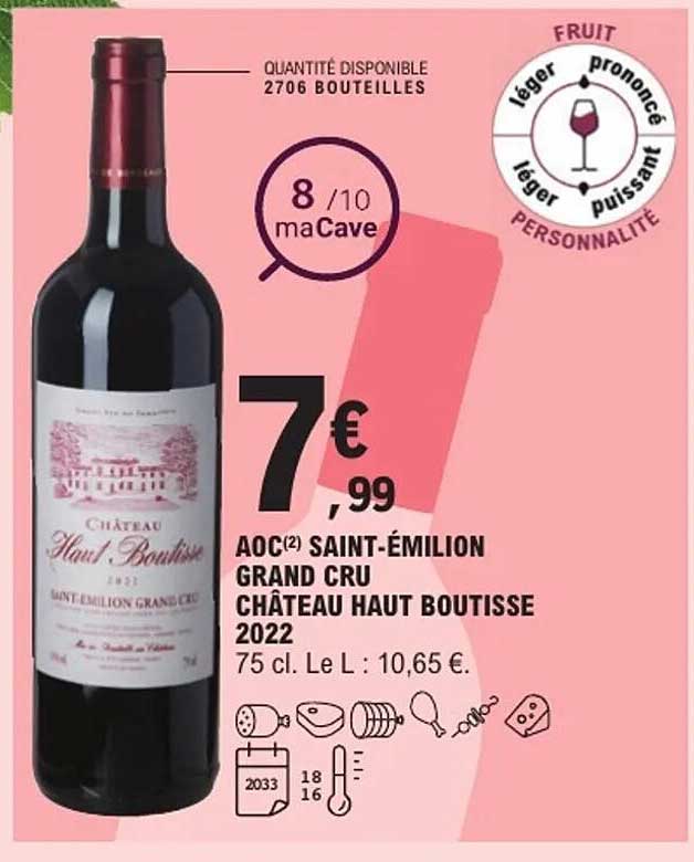 AOC(2) SAINT-ÉMILION GRAND CRU CHÂTEAU HAUT BOUTISSE 2022