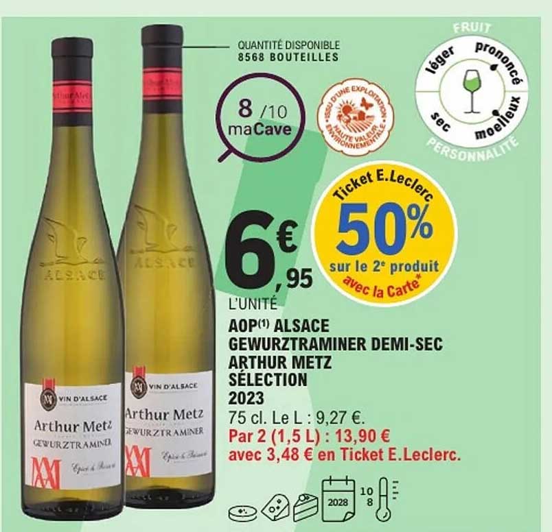 AOP Alsace Gewurztraminer Demi-Sec Arthur Metz