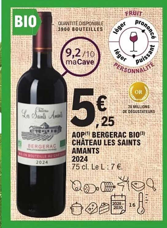 AOP Bergerac Bio Château Les Saints Amants 2024