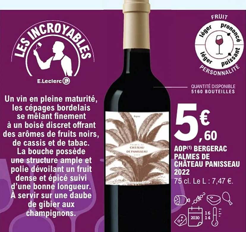 AOP Bergerac Palmes de Château Panisseau 2022