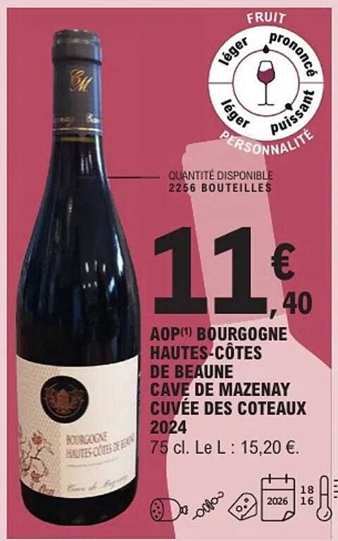 AOP Bourgogne Hautes-Côtes de Beaune Cave de Mazenay Cuvée des Coteaux 2024