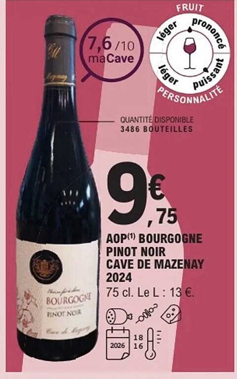 AOP Bourgogne Pinot Noir Cave de Mazenay 2024