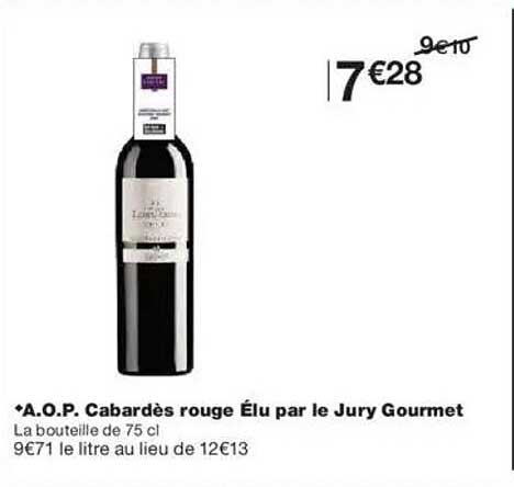 A.O.P. Cabardès rouge Élu par le Jury Gourmet