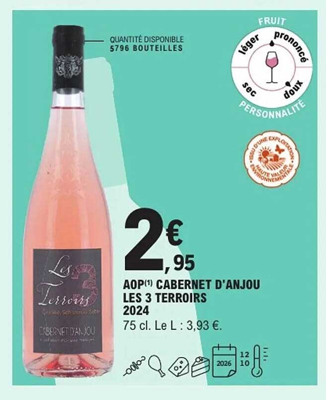 AOP(*) CABERNET D'ANJOU LES 3 TERROIRS 2024