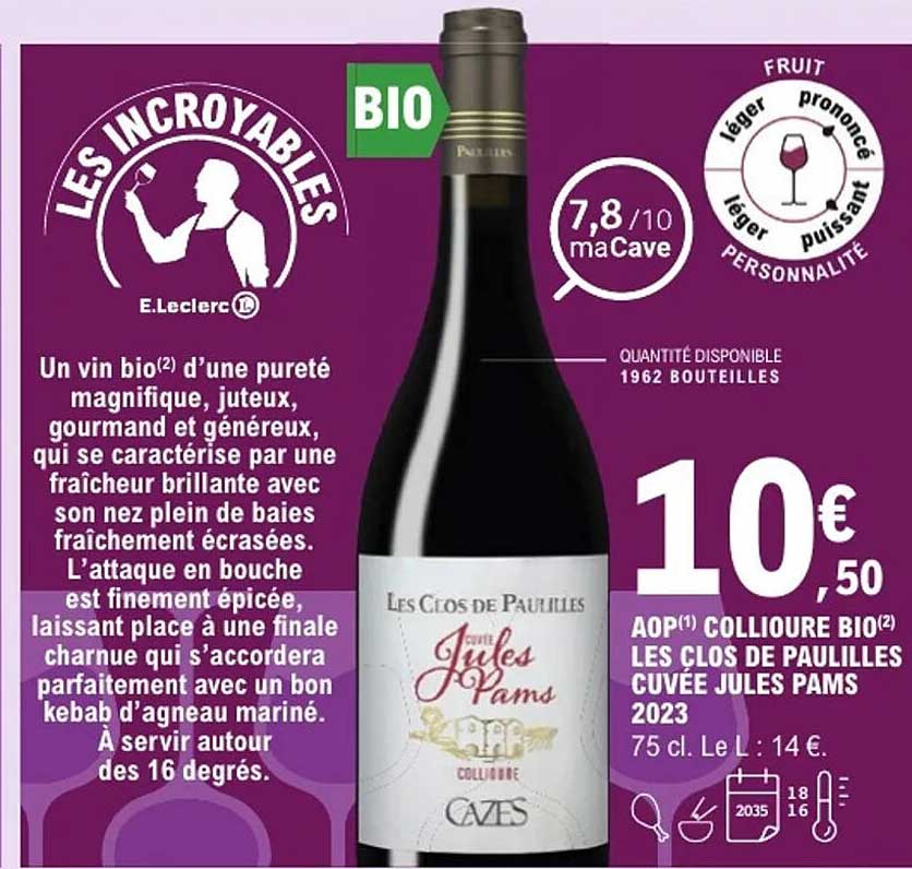 AOP Collioure BIO Les Clos de Pailloles Cuvée Jules Pams 2023