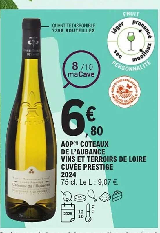 AOP Coteaux de L'Aubance Vins et Terroirs de Loire Cuvée Prestige 2024