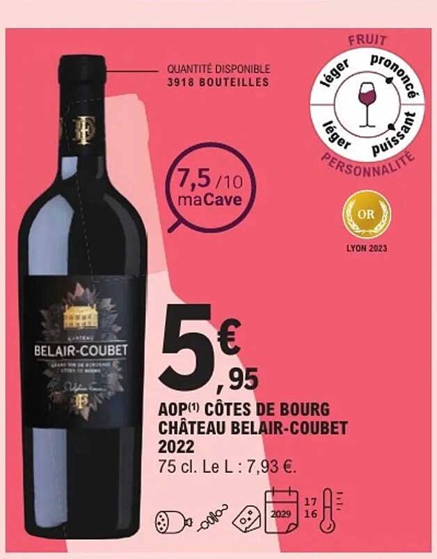 AOP CÔTES DE BOURG CHÂTEAU BELAIR-COUBET 2022