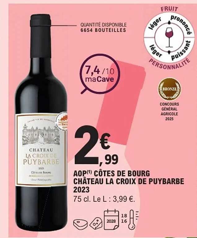 AOP Côtes de Bourg Château La Croix de Puybarbe 2023