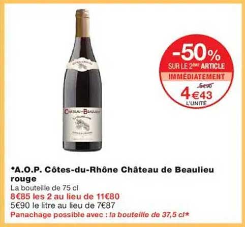 A.O.P. Côtes-du-Rhône Château de Beaulieu rouge
