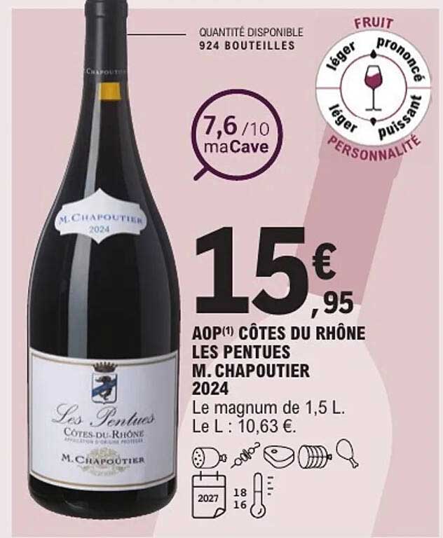 AOP Côtes du Rhône Les Pentues M. Chapoutier 2024