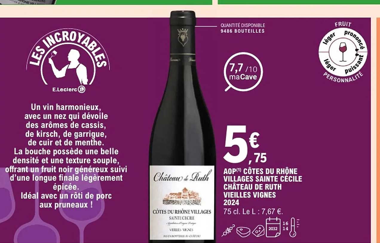 AOP Côtes du Rhône Villages Sainte Cécile Château de Ruth Vieilles Vignes 2024