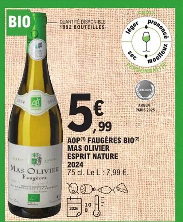 AOP FAUGÈRES BIO MAS OLIVIER ESPRIT NATURE 2024