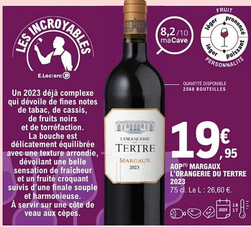 AOP Margaux L'Orangerie du Tertre 2023