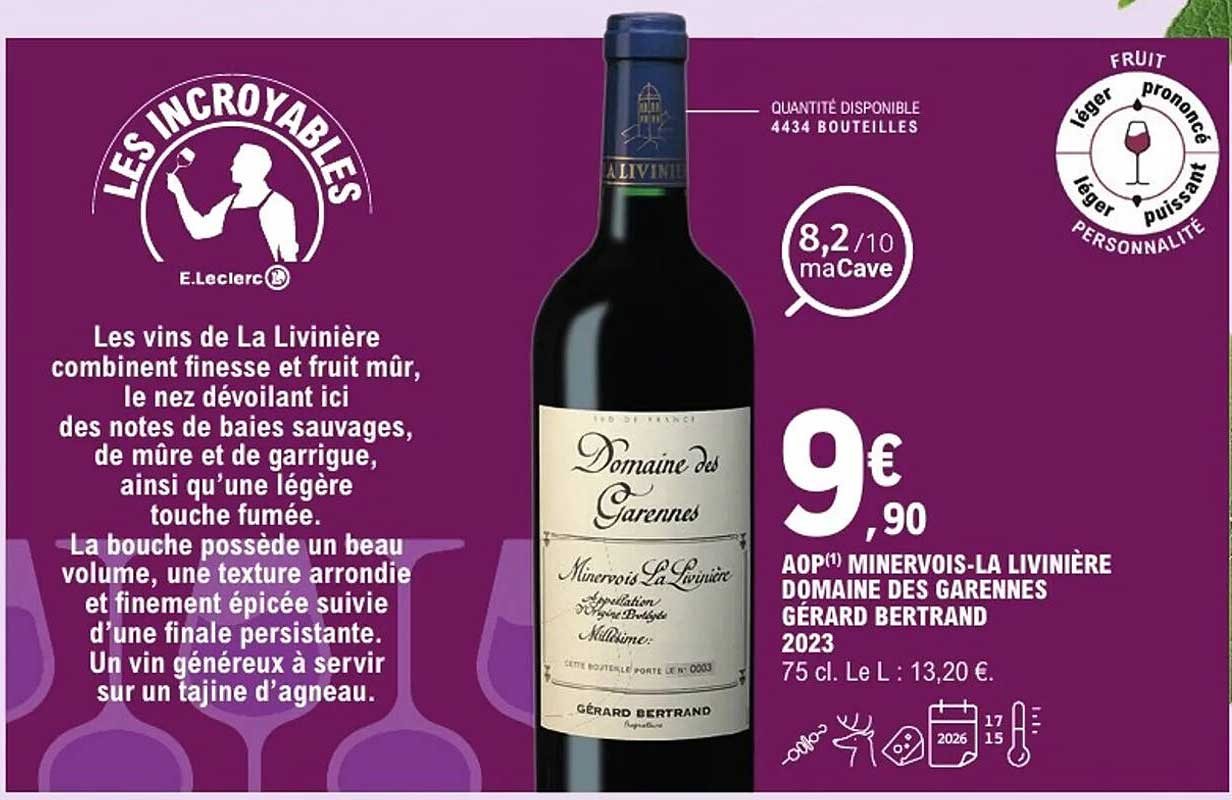AOP Minervois-La Livinière Domaine des Garennes Gérard Bertrand 2023
