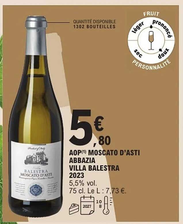 AOP(*) MOSCATO D’ASTI ABBAZIA VILLA BALESTRA 2023