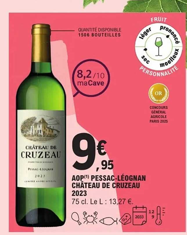 AOP Pessac-Léognan Château de Cruzeau 2023