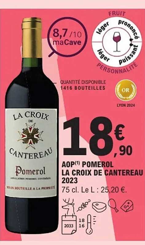 AOP Pomerol La Croix de Cantereau 2023