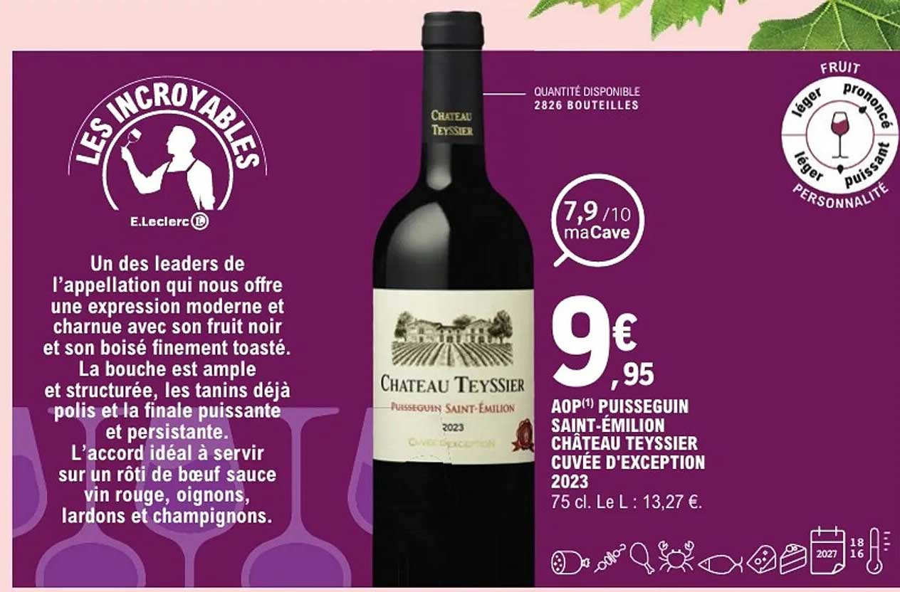 AOP PUSSEGUIN SAINT-ÉMILION CHÂTEAU TEYSSIER CUVÉE D'EXCEPTION 2023