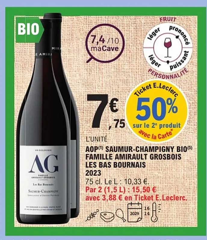 AOP Saumur-Champigny BIO - Famille Amirault Grosbois Les Bas Bournais 2023